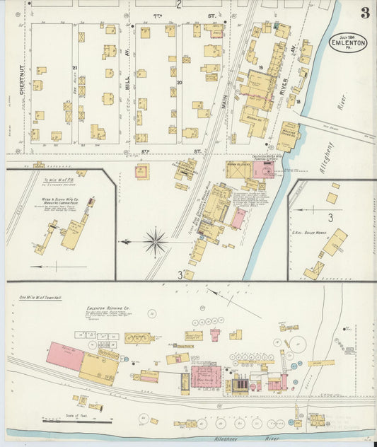 Sanborn Fire Insurance Map from Emlenton, Venango County, Pennsylvania (1904), Sheet #0003 - Historic Sanborn Fire Insurance Map Print, vintage old map wall art, antique decor, genealogy gift, Pennsylvania Pennsylvania map