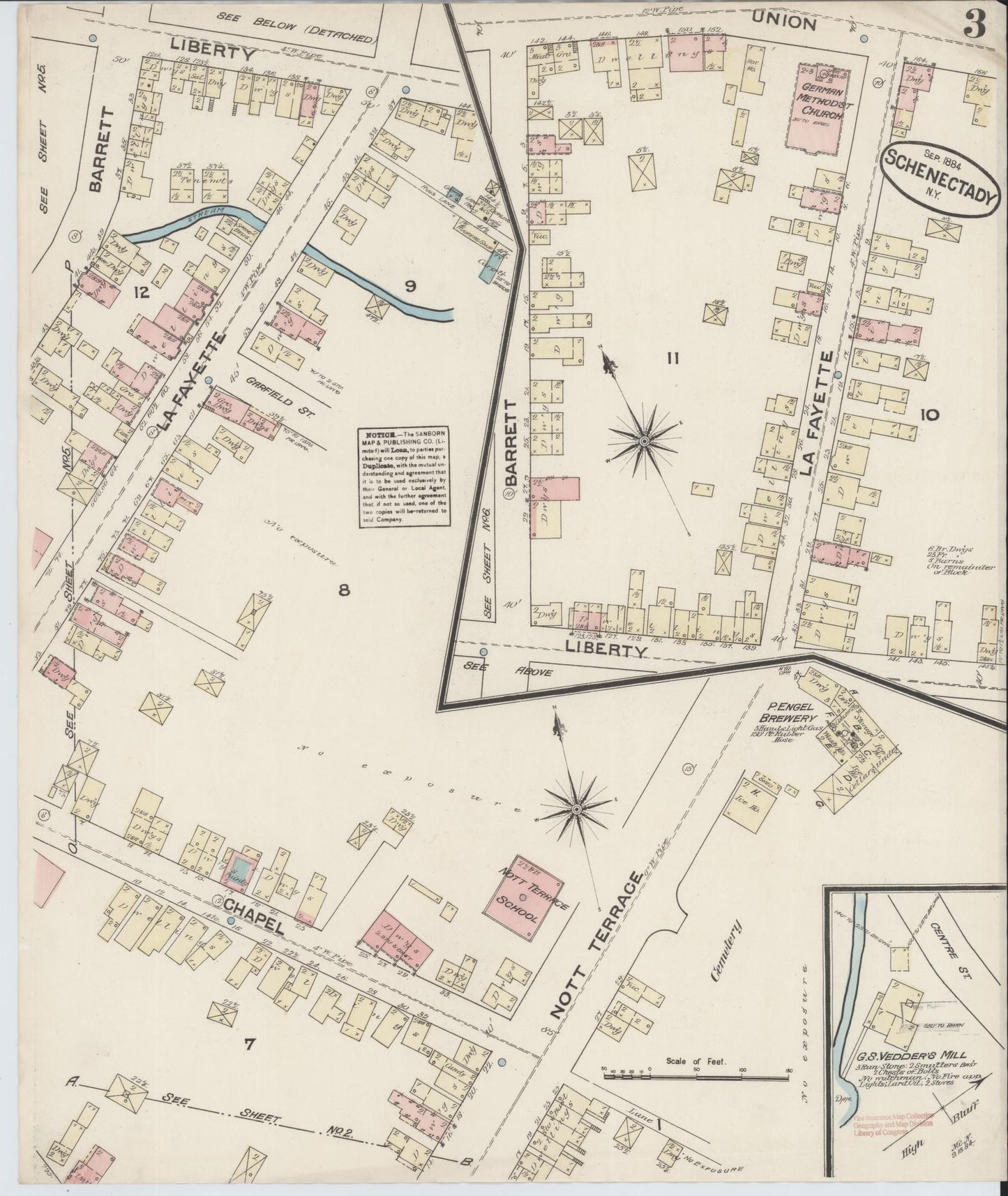 Sanborn Fire Insurance Map from Schenectady, Schenectady County, New York (1884), Sheet #0003 - Complete Map Set gallery image, historic Sanborn map, vintage wall art, New York New York