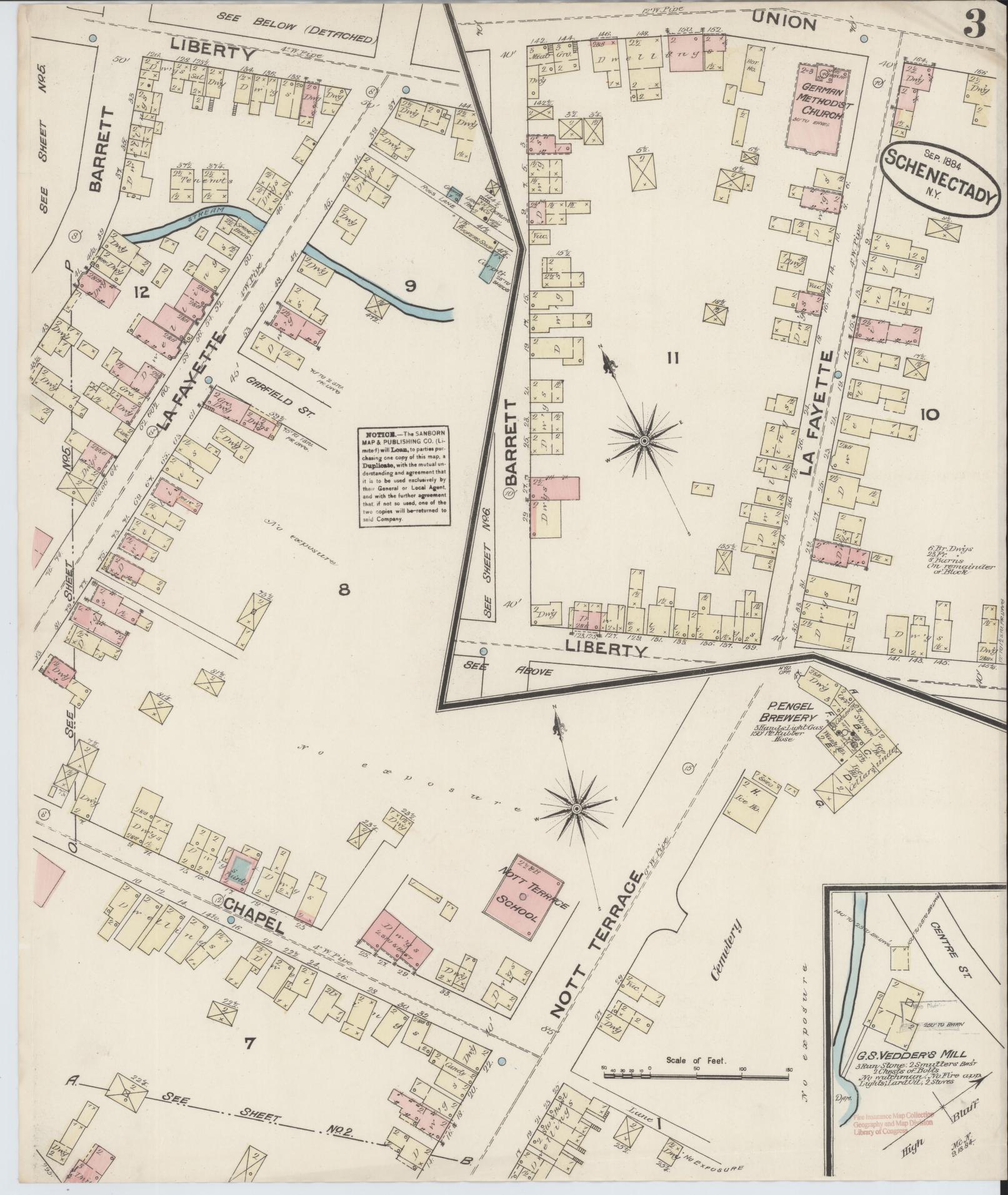 Sanborn Fire Insurance Map from Schenectady, Schenectady County, New York (1884), Sheet #0003 - Complete Map Set gallery image, historic Sanborn map, vintage wall art, New York New York