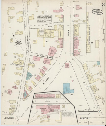 Sanborn Fire Insurance Map from Goshen, Orange County, New York (1885), Sheet #0003 - Historic Sanborn Fire Insurance Map Print, vintage old map wall art, antique decor, genealogy gift, New York New York map