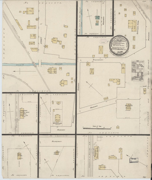 Sanborn Fire Insurance Map from Garysburg, Northampton County, North Carolina (1888), Sheet #0001 - Historic Sanborn Fire Insurance Map Print, vintage old map wall art, antique decor, genealogy gift, North Carolina North Carolina map