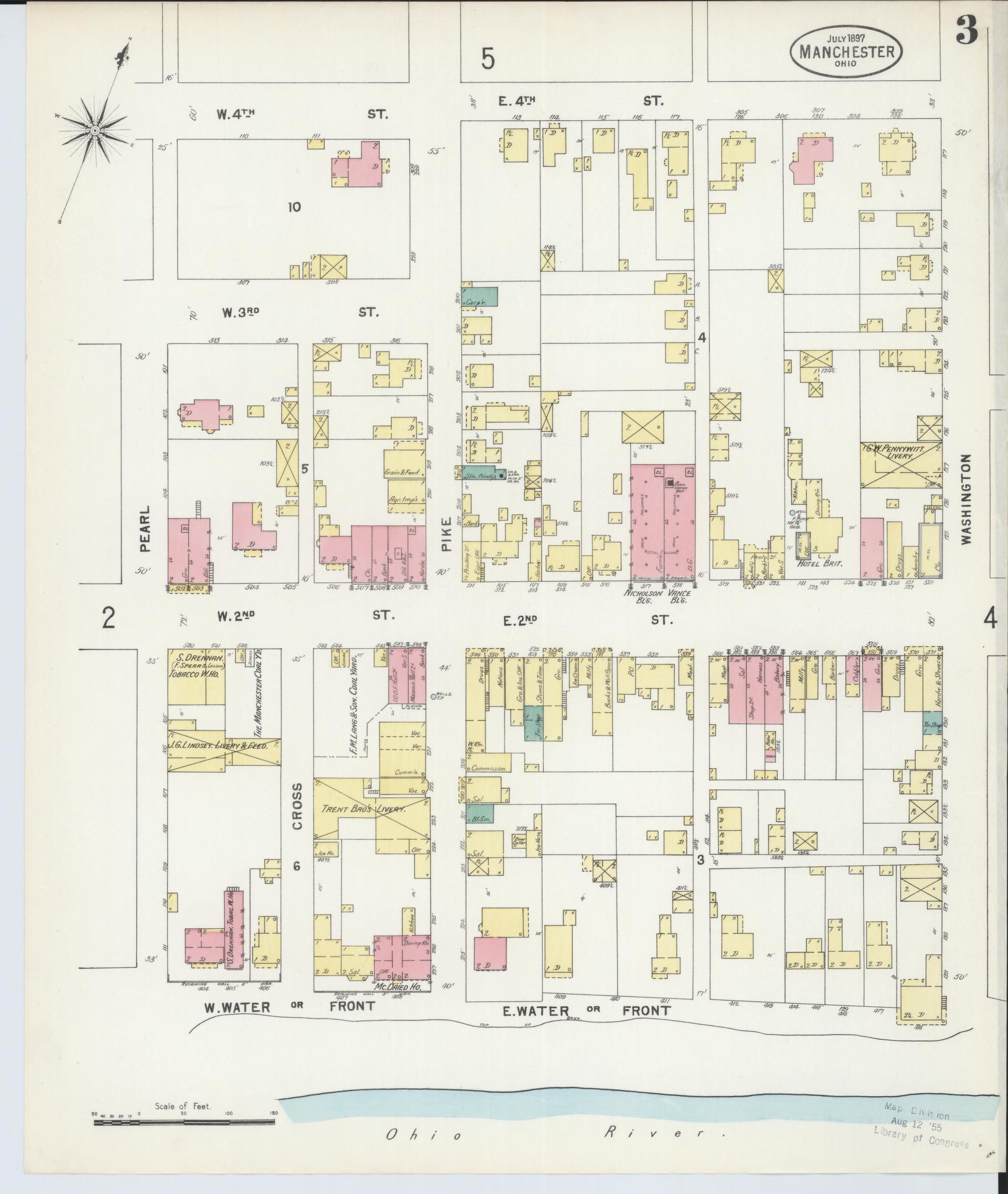 Sanborn Fire Insurance Map from Manchester, Adams County, Ohio (1897), Sheet #0003 - Complete Map Set gallery image, historic Sanborn map, vintage wall art, Ohio Ohio