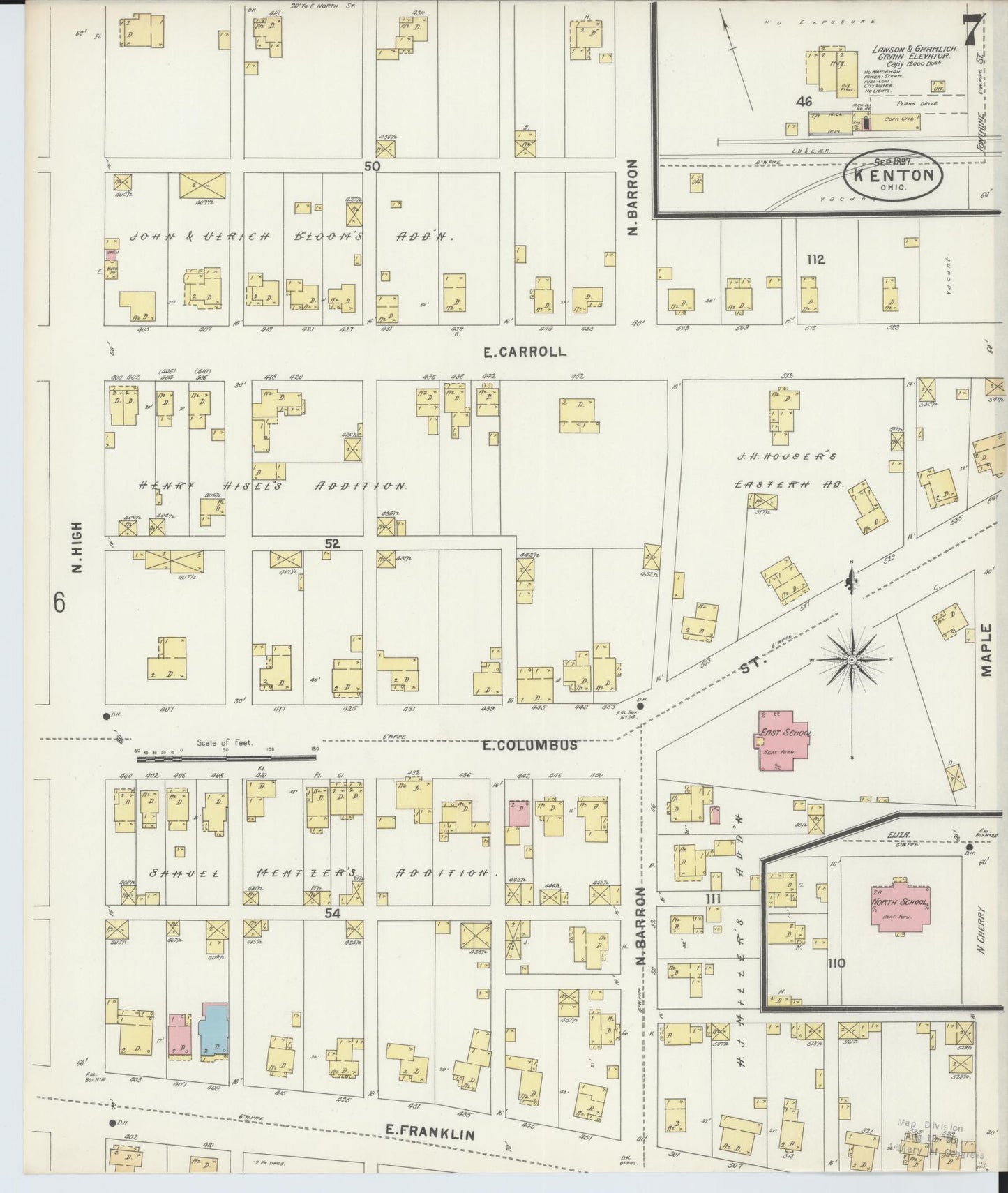 Sanborn Fire Insurance Map from Kenton, Hardin County, Ohio (1897), Sheet #0007 - Historic Sanborn Fire Insurance Map Print, vintage old map wall art, antique decor, genealogy gift, Ohio Ohio map