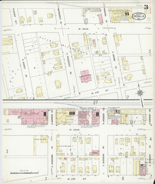 Sanborn Fire Insurance Map from Sedalia, Pettis County, Missouri (1914), Sheet #0003 - Historic Sanborn Fire Insurance Map Print, vintage old map wall art, antique decor, genealogy gift, Missouri Missouri map