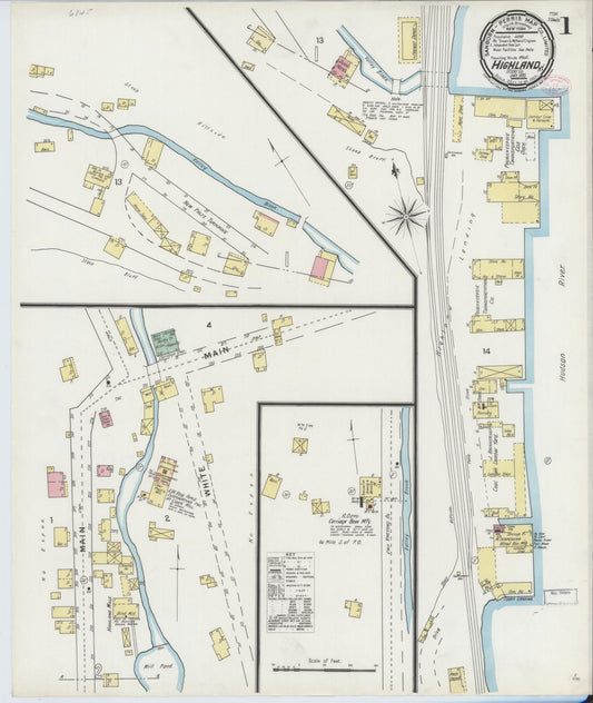 Sanborn Fire Insurance Map from Highland, Ulster County, New York (1895), Sheet #0001 - Complete Map Set gallery image, historic Sanborn map, vintage wall art, New York New York