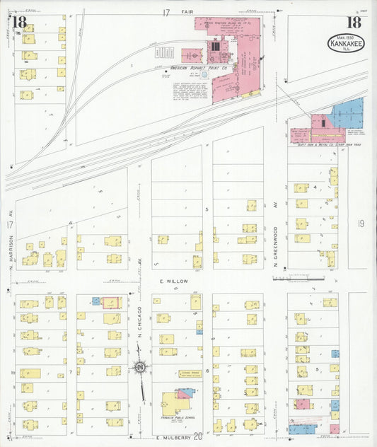 Sanborn Fire Insurance Map from Kankakee, Kankakee County, Illinois (1930), Sheet #0018 - Historic Sanborn Fire Insurance Map Print, vintage old map wall art, antique decor, genealogy gift, Illinois Illinois map