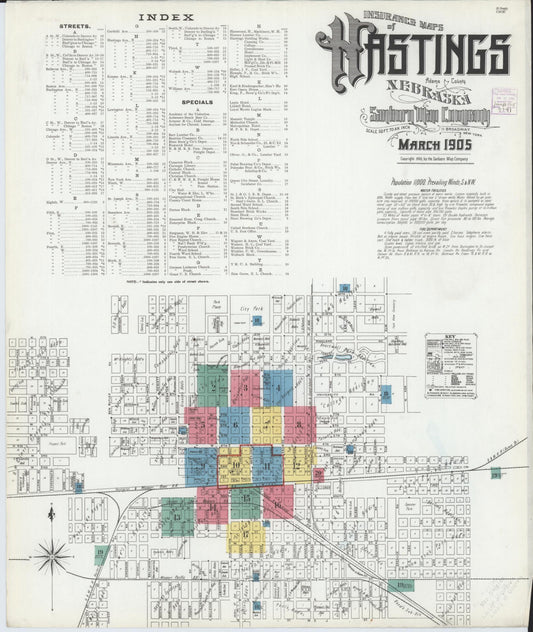 Sanborn Fire Insurance Map from Hastings, Adams County, Nebraska. (1905) – Historic Sanborn Fire Insurance Map Print