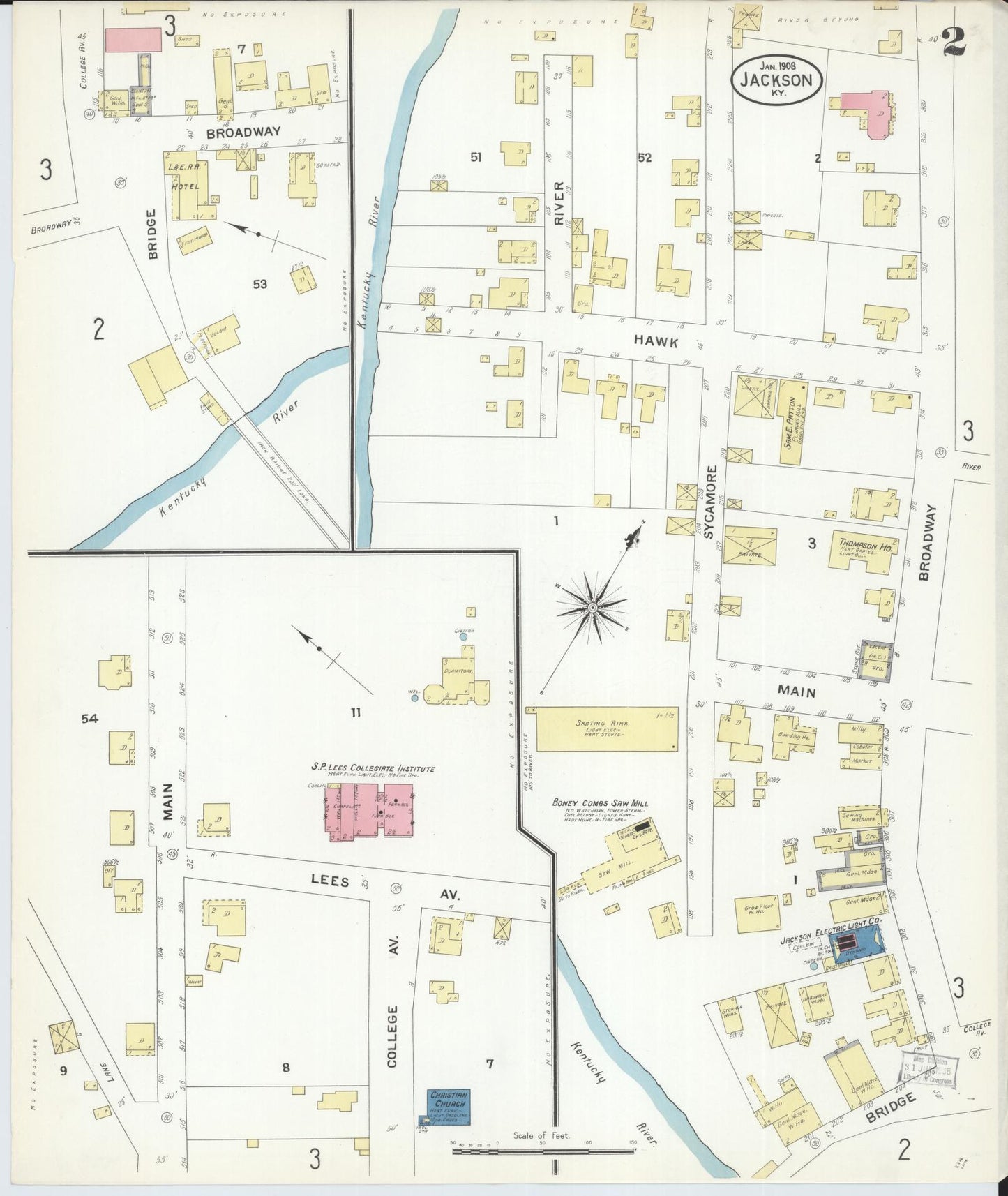 Sanborn Fire Insurance Map from Jackson, Breathitt County, Kentucky (1908), Sheet #0002 - Complete Map Set gallery image, historic Sanborn map, vintage wall art, Kentucky Kentucky