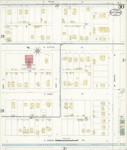 Sanborn Fire Insurance Map from North Yakima, Yakima County, Washington (1905), Sheet #0030 - Complete Map Set gallery image, historic Sanborn map, vintage wall art, Washington Washington