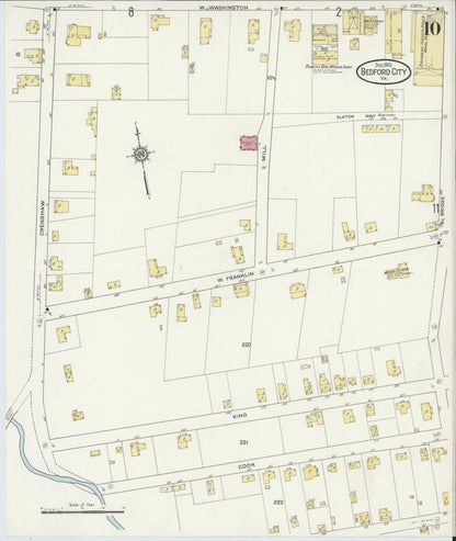 Sanborn Fire Insurance Map from Bedford, Independent Cities, Virginia (1913), Sheet #0010 - Complete Map Set gallery image, historic Sanborn map, vintage wall art, Virginia Virginia