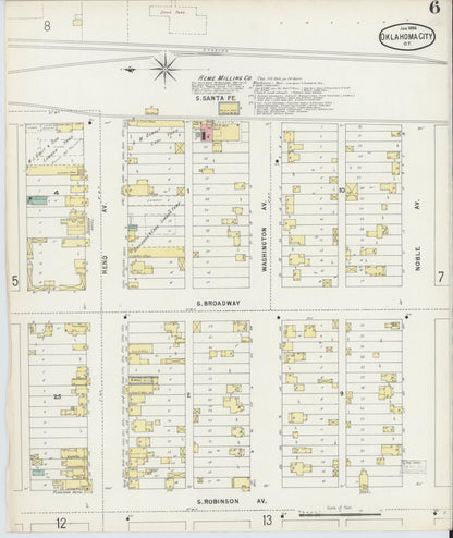 Sanborn Fire Insurance Map from Oklahoma City, Oklahoma County, Oklahoma (1896), Sheet #0006 - Complete Map Set gallery image, historic Sanborn map, vintage wall art, Oklahoma City Oklahoma