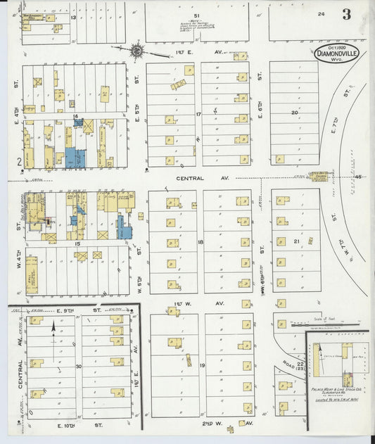 Sanborn Fire Insurance Map from Diamondville, Lincoln County, Wyoming (1920), Sheet #0003 - Historic Sanborn Fire Insurance Map Print, vintage old map wall art, antique decor, genealogy gift, Wyoming Wyoming map