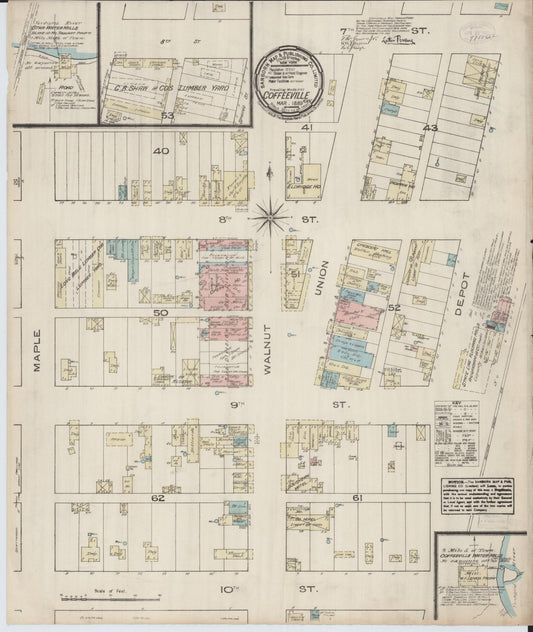Sanborn Fire Insurance Map from Coffeyville, Montgomery County, Kansas. (1885) – Historic Sanborn Fire Insurance Map Print