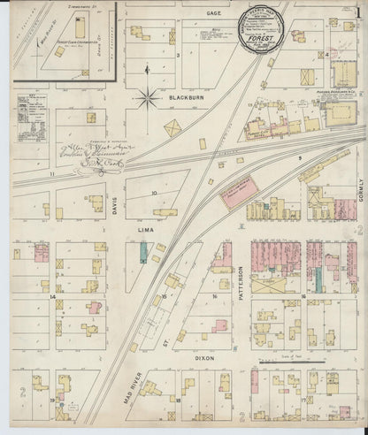 Sanborn Fire Insurance Map from Forest, Hardin County, Ohio (1895), Sheet #0001 - Historic Sanborn Fire Insurance Map Print, vintage old map wall art, antique decor, genealogy gift, Ohio Ohio map