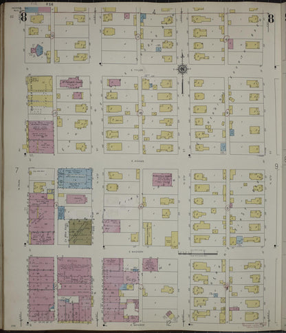 Sanborn Fire Insurance Map from Herrin, Williamson County, Illinois (1947), Sheet #0008 - Historic Sanborn Fire Insurance Map Print, vintage old map wall art, antique decor, genealogy gift, Illinois Illinois map