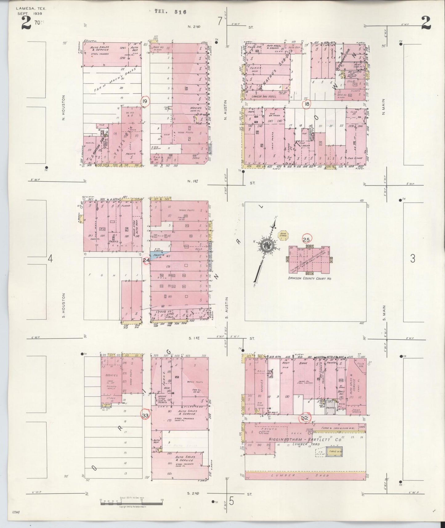 Sanborn Fire Insurance Map from Lamesa, Dawson County, Texas (1948), Sheet #0002 - Historic Sanborn Fire Insurance Map Print, vintage old map wall art, antique decor, genealogy gift, Texas Texas map
