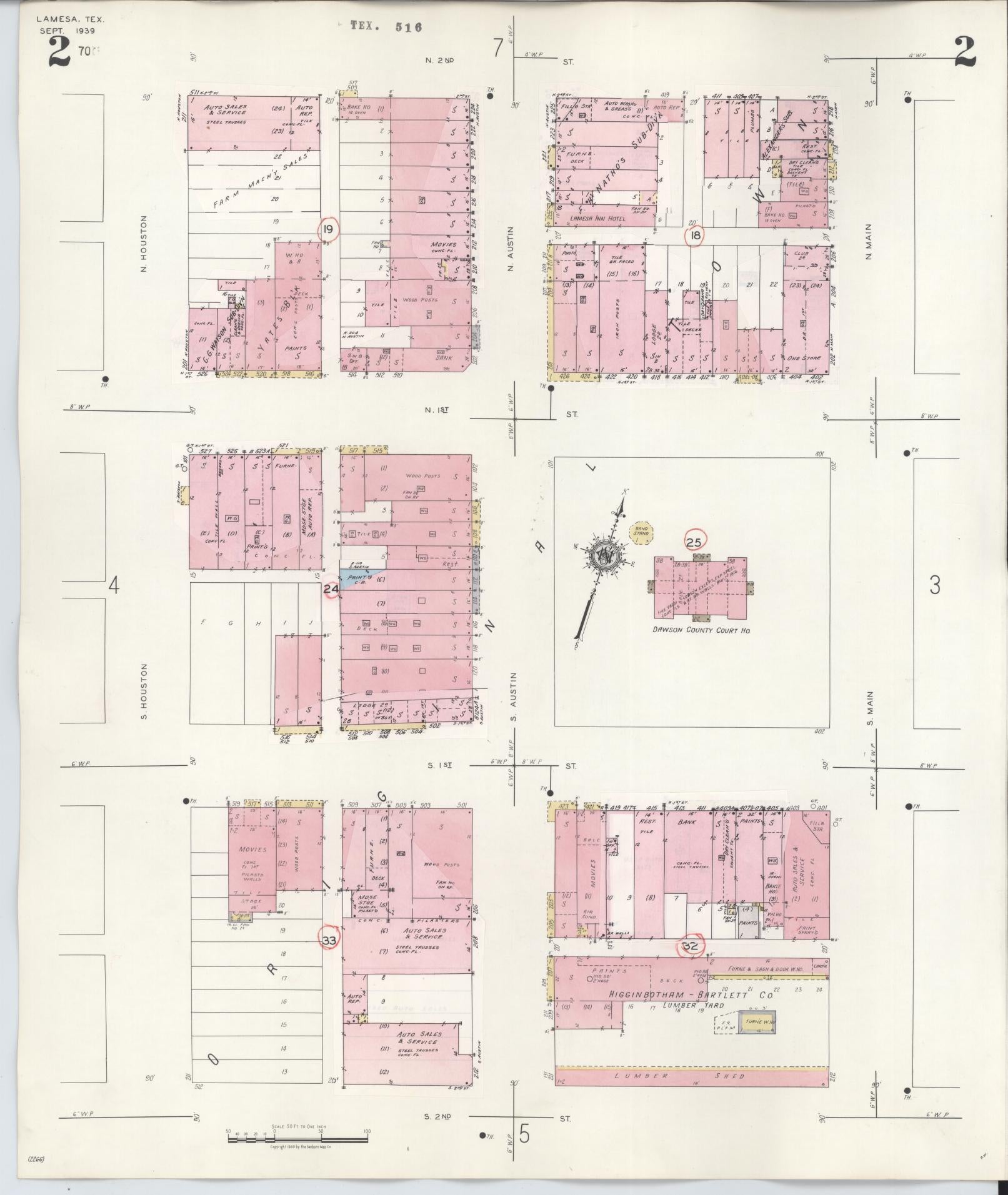 Sanborn Fire Insurance Map from Lamesa, Dawson County, Texas (1948), Sheet #0002 - Historic Sanborn Fire Insurance Map Print, vintage old map wall art, antique decor, genealogy gift, Texas Texas map