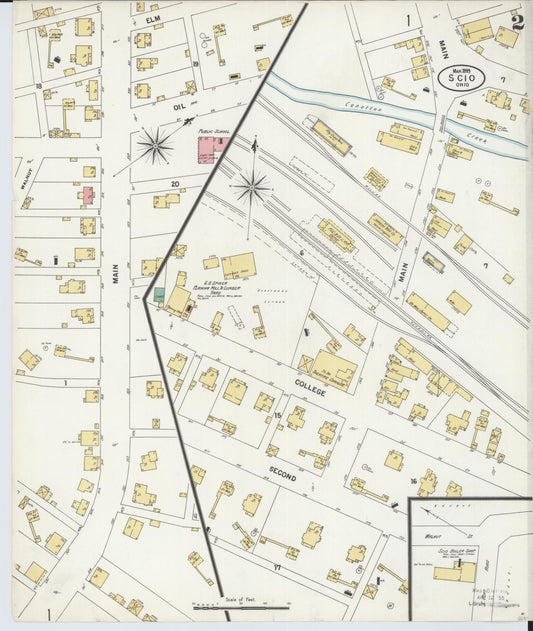 Sanborn Fire Insurance Map from Scio, Harrison County, Ohio (1899), Sheet #0002 - Historic Sanborn Fire Insurance Map Print, vintage old map wall art, antique decor, genealogy gift, Ohio Ohio map