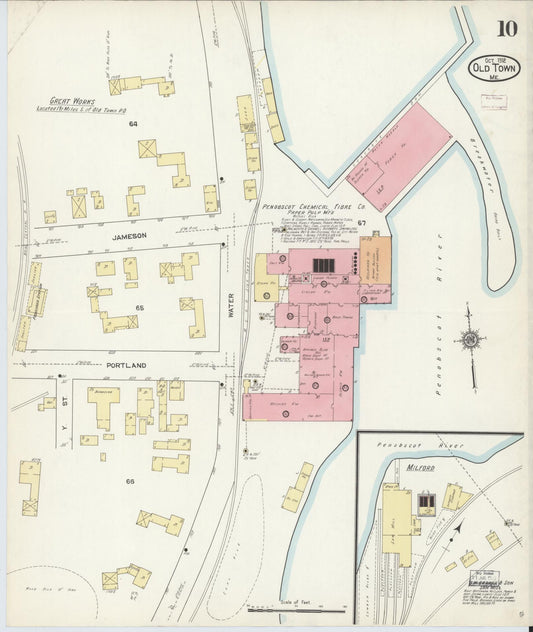Sanborn Fire Insurance Map from Old Town, Penobscot County, Maine (1912), Sheet #0010 - Historic Sanborn Fire Insurance Map Print, vintage old map wall art, antique decor, genealogy gift, Maine Maine map