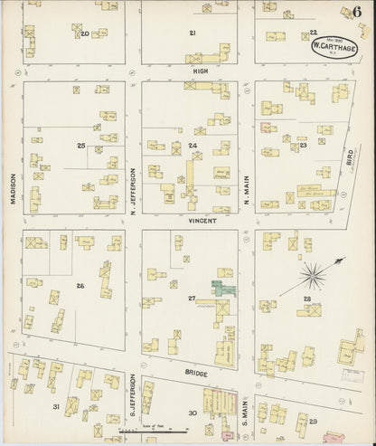 Sanborn Fire Insurance Map from Carthage, Jefferson County, New York (1890), Sheet #0006 - Historic Sanborn Fire Insurance Map Print, vintage old map wall art, antique decor, genealogy gift, New York New York map