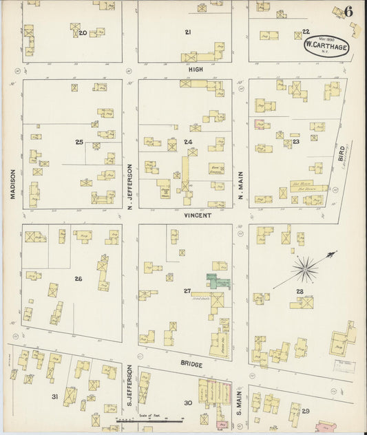 Sanborn Fire Insurance Map from Carthage, Jefferson County, New York (1890), Sheet #0006 - Historic Sanborn Fire Insurance Map Print, vintage old map wall art, antique decor, genealogy gift, New York New York map