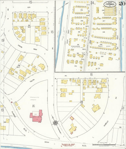 Sanborn Fire Insurance Map from Coronado, San Diego County, California (1921), Sheet #0020 - Complete Map Set gallery image, historic Sanborn map, vintage wall art, California California