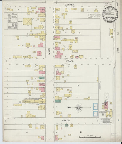 Sanborn Fire Insurance Map from Teutopolis, Effingham County, Illinois (1893), Sheet #0001 - Historic Sanborn Fire Insurance Map Print, vintage old map wall art, antique decor, genealogy gift, Illinois Illinois map
