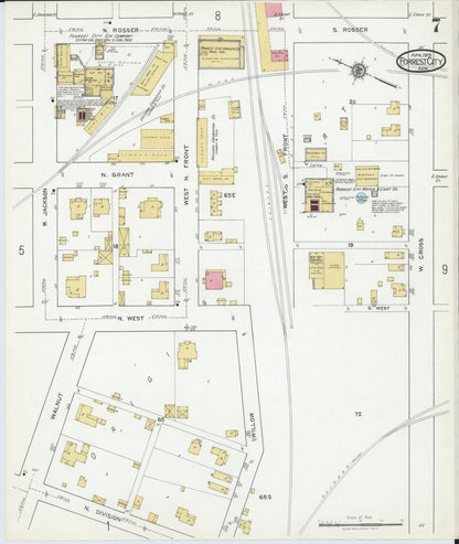 Sanborn Fire Insurance Map from Forrest City, Saint Francis County, Arkansas (1919), Sheet #0007 - Complete Map Set gallery image, historic Sanborn map, vintage wall art, Arkansas Arkansas