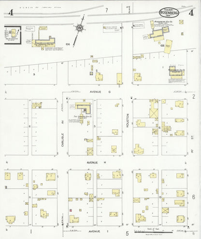 Sanborn Fire Insurance Map from Rosenberg, Fort Bend County, Texas (1926), Sheet #0004 - Complete Map Set gallery image, historic Sanborn map, vintage wall art, Texas Texas