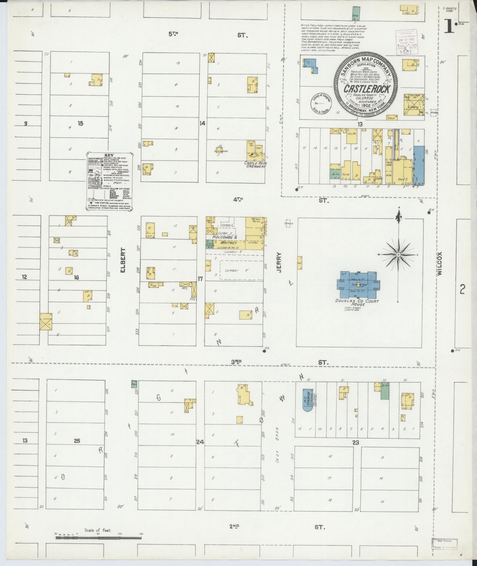 Sanborn Fire Insurance Map from Castle Rock, Douglas County, Colorado (1902), Sheet #0001 - Complete Map Set gallery image, historic Sanborn map, vintage wall art, Colorado Colorado