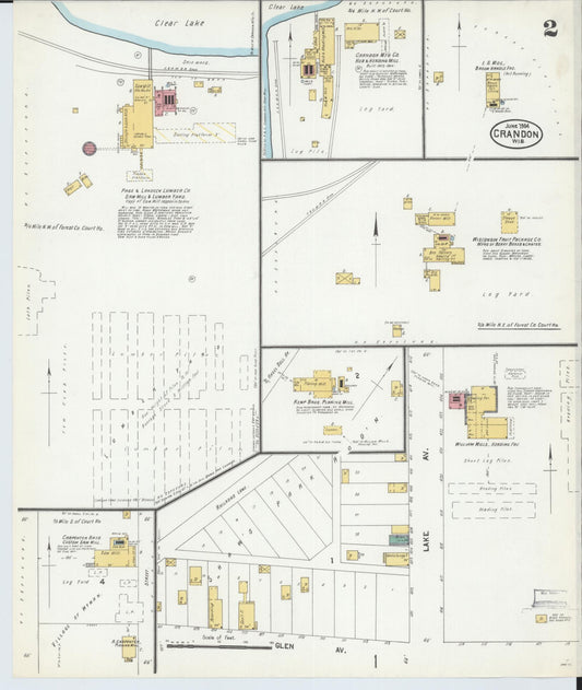 Sanborn Fire Insurance Map from Crandon, Forest County, Wisconsin (1904), Sheet #0002 - Historic Sanborn Fire Insurance Map Print, vintage old map wall art, antique decor, genealogy gift, Wisconsin Wisconsin map