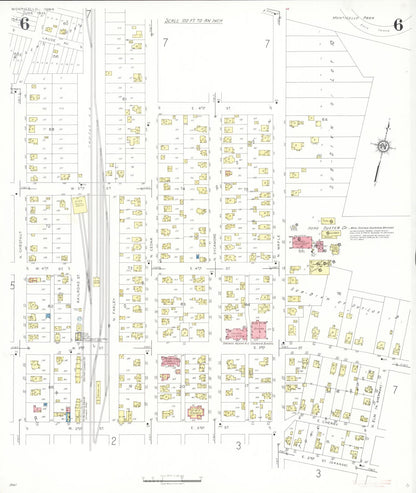 Sanborn Fire Insurance Map from Monticello, Jones County, Iowa (1935), Sheet #0006 - Historic Sanborn Fire Insurance Map Print, vintage old map wall art