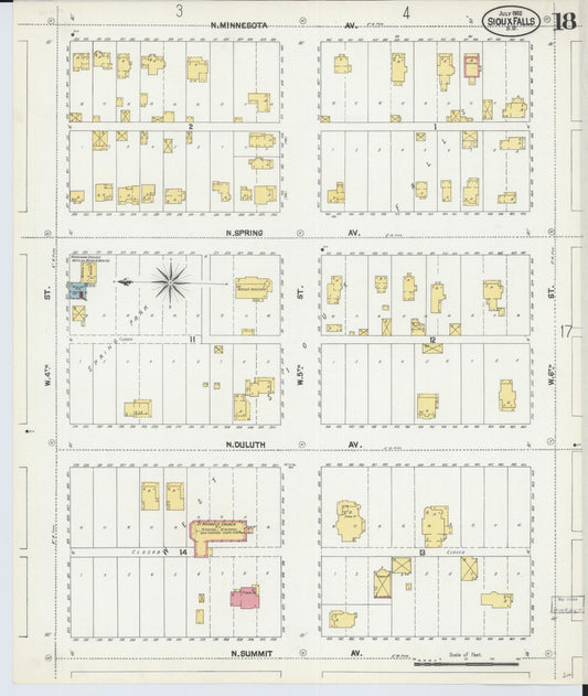 Sanborn Fire Insurance Map from Sioux Falls, Minnehaha County, South Dakota (1902), Sheet #0018 - Historic Sanborn Fire Insurance Map Print, vintage old map wall art, antique decor, genealogy gift, South Dakota South Dakota map
