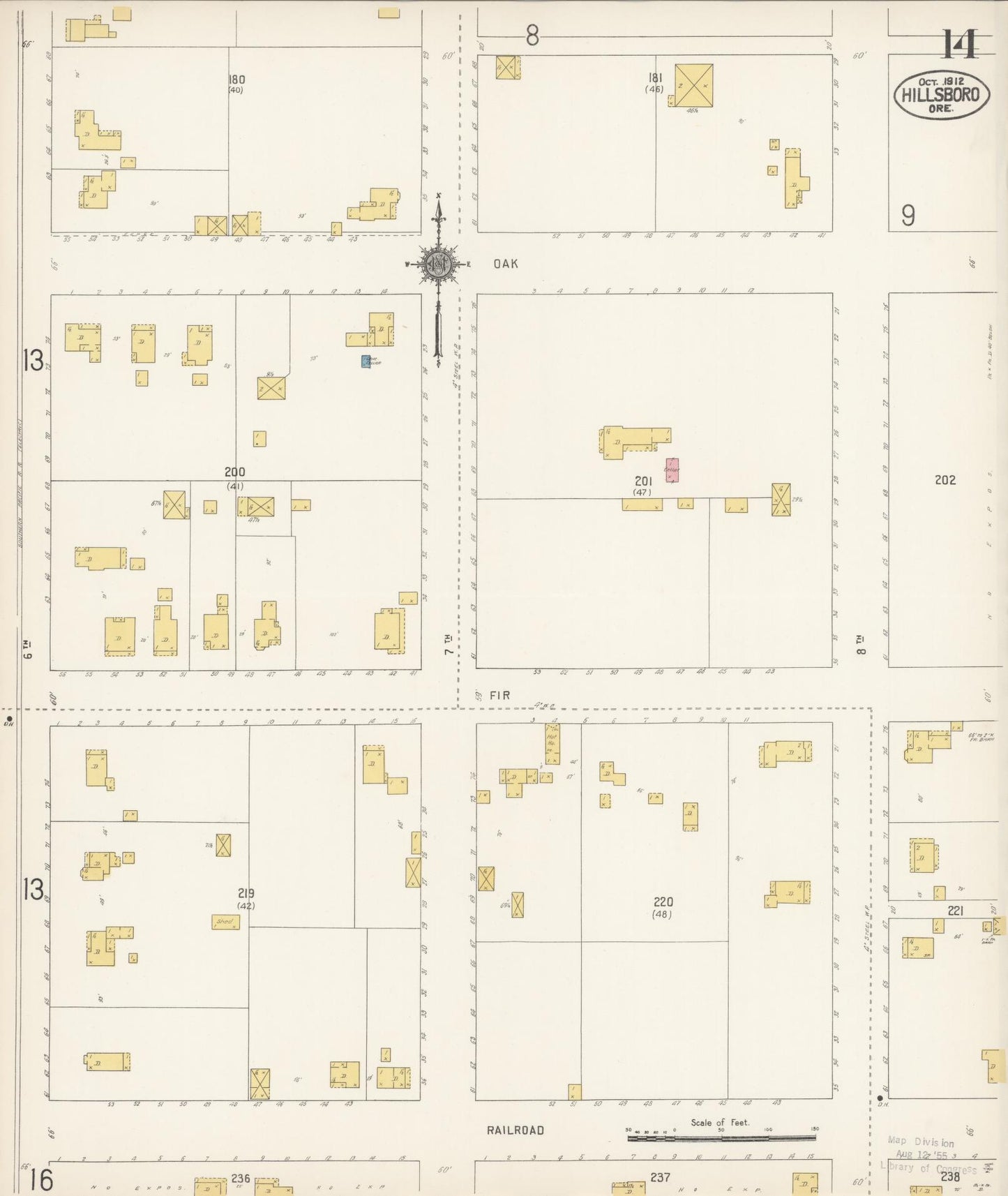 Sanborn Fire Insurance Map from Hillsboro, Washington County, Oregon (1912), Sheet #0014 - Complete Map Set gallery image, historic Sanborn map, vintage wall art, Oregon Oregon