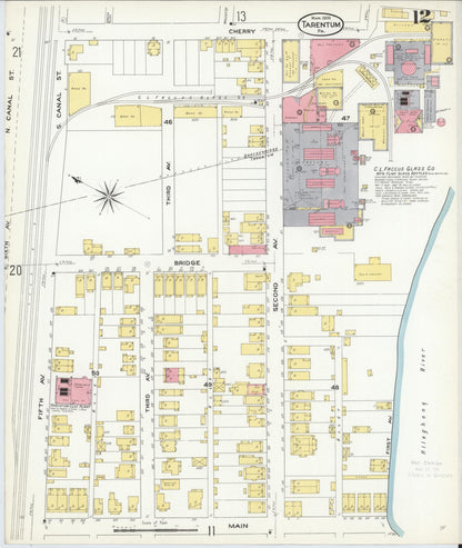 Sanborn Fire Insurance Map from Tarentum, Allegheny County, Pennsylvania (1909), Sheet #0012 - Historic Sanborn Fire Insurance Map Print, vintage old map wall art, antique decor, genealogy gift, Pennsylvania Pennsylvania map