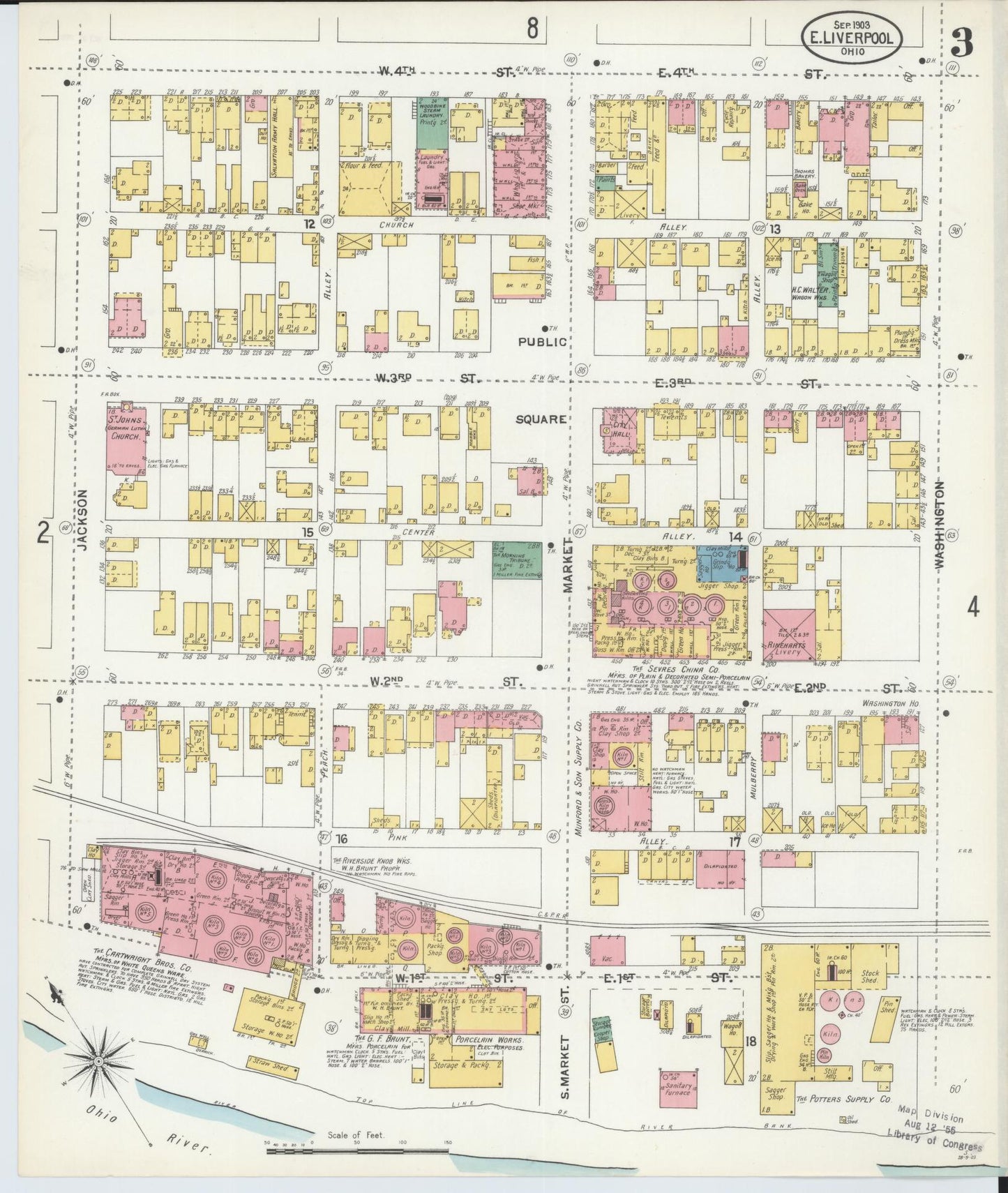 Sanborn Fire Insurance Map from East Liverpool, Columbiana County, Ohio (1903), Sheet #0003 - Complete Map Set gallery image, historic Sanborn map, vintage wall art, Ohio Ohio