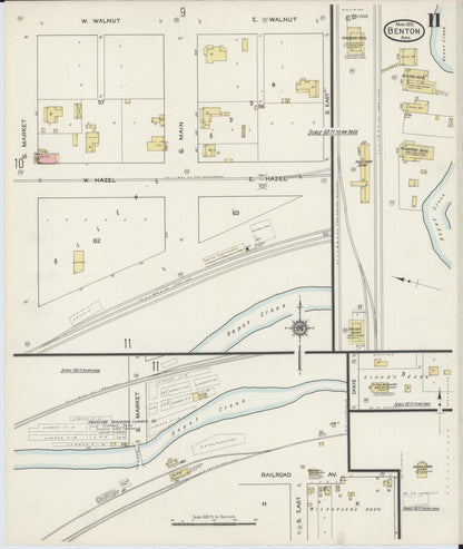 Sanborn Fire Insurance Map from Benton, Saline County, Arkansas (1915), Sheet #0011 - Complete Map Set gallery image, historic Sanborn map, vintage wall art, Arkansas Arkansas