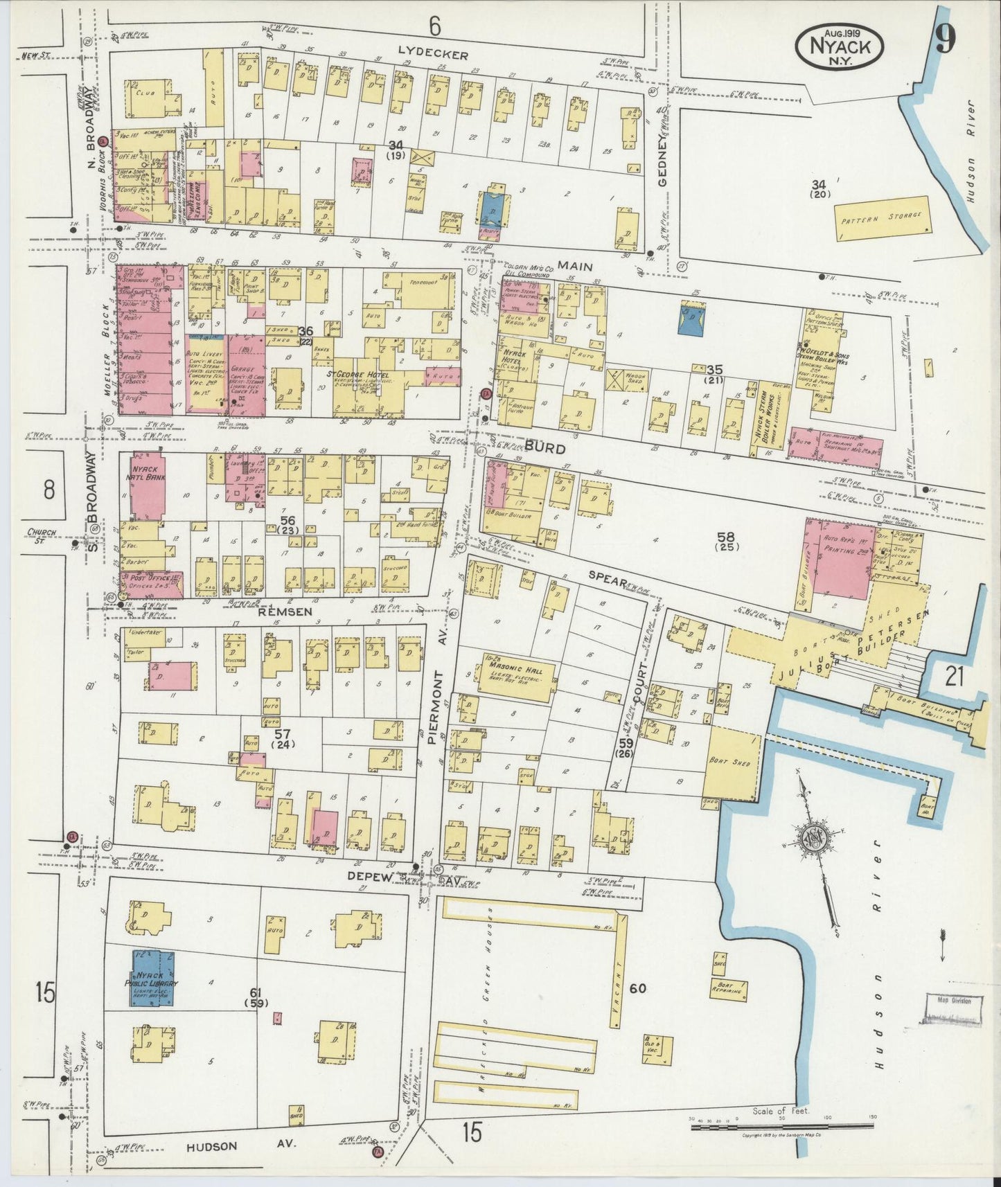 Sanborn Fire Insurance Map from Nyack, Rockland County, New York. (1919), Sheet #0009