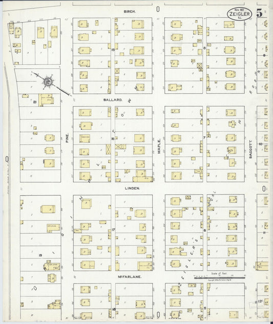 Sanborn Fire Insurance Map from Zeigler, Franklin County, Illinois (1921), Sheet #0005 - Historic Sanborn Fire Insurance Map Print, vintage old map wall art, antique decor, genealogy gift, Illinois Illinois map