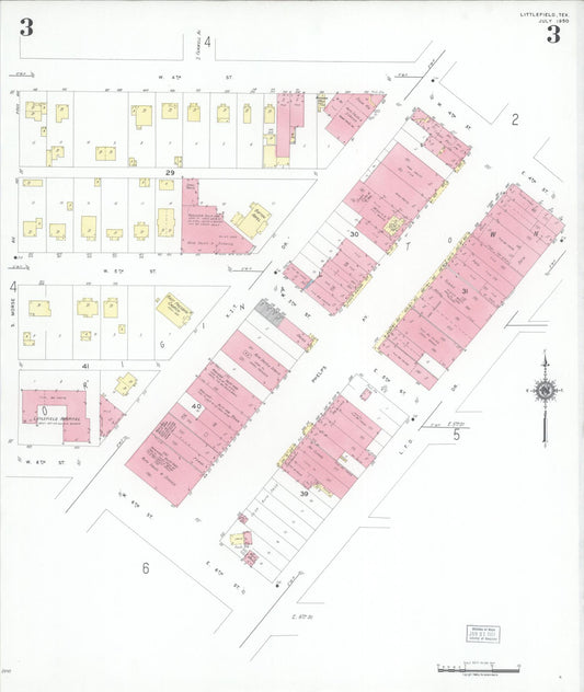 Sanborn Fire Insurance Map from Littlefield, Lamb County, Texas (1950), Sheet #0003 - Historic Sanborn Fire Insurance Map Print, vintage old map wall art, antique decor, genealogy gift, Texas Texas map