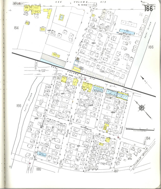 Sanborn Fire Insurance Map from Honolulu, Oahu County, Hawaii (1955), Sheet #0166 - Historic Sanborn Fire Insurance Map Print, vintage old map wall art