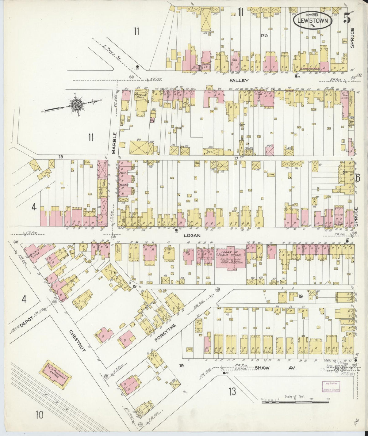 Sanborn Fire Insurance Map from Lewistown, Mifflin County, Pennsylvania (1910), Sheet #0005 - Complete Map Set gallery image, historic Sanborn map, vintage wall art, Pennsylvania Pennsylvania