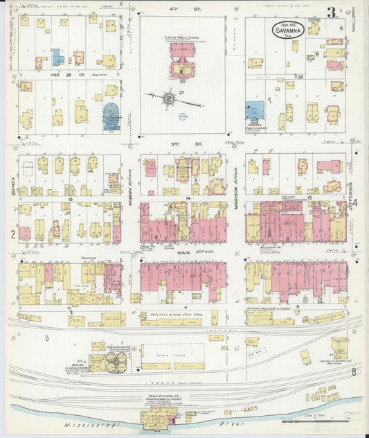 Sanborn Fire Insurance Map from Savanna, Carroll County, Illinois (1912), Sheet #0003 - Historic Sanborn Fire Insurance Map Print, vintage old map wall art, antique decor, genealogy gift, Illinois Illinois map