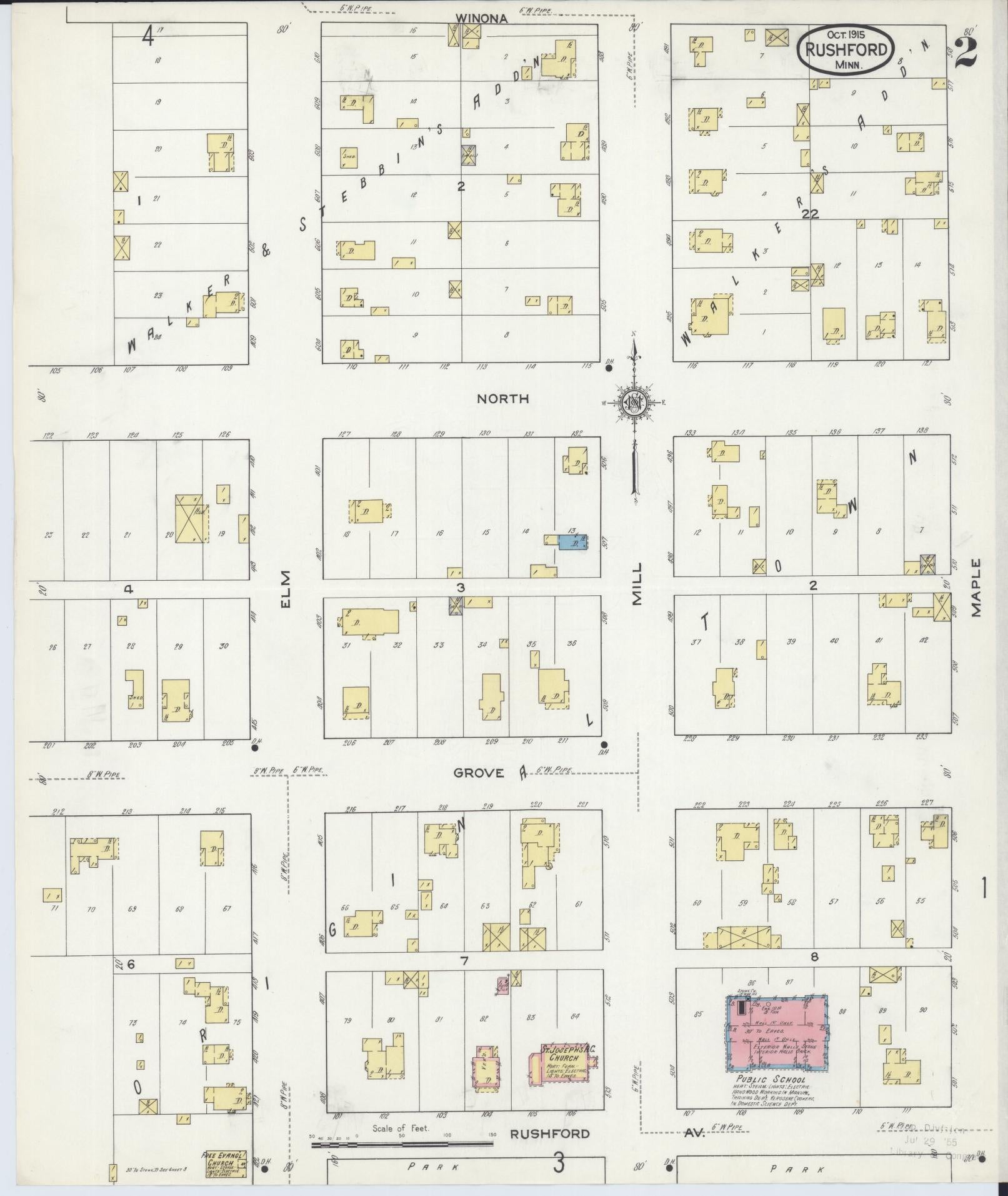 Sanborn Fire Insurance Map from Rushford, Fillmore County, Minnesota (1915), Sheet #0002 - Complete Map Set gallery image, historic Sanborn map, vintage wall art, Minnesota Minnesota