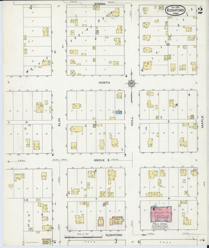Sanborn Fire Insurance Map from Rushford, Fillmore County, Minnesota (1915), Sheet #0002 - Complete Map Set gallery image, historic Sanborn map, vintage wall art, Minnesota Minnesota