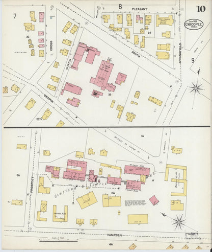Sanborn Fire Insurance Map from Chicopee, Hampden County, Massachusetts (1902), Sheet #0010 - Historic Sanborn Fire Insurance Map Print, vintage old map wall art, antique decor, genealogy gift, Massachusetts Massachusetts map