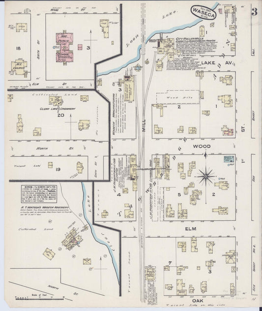 Sanborn Fire Insurance Map from Waseca, Waseca County, Minnesota (1884), Sheet #0003 - Historic Sanborn Fire Insurance Map Print, vintage old map wall art, antique decor, genealogy gift, Minnesota Minnesota map