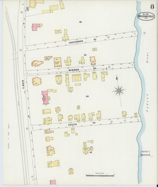Sanborn Fire Insurance Map from Mechanicville, Saratoga County, New York (1897), Sheet #0008 - Historic Sanborn Fire Insurance Map Print, vintage old map wall art, antique decor, genealogy gift, New York New York map