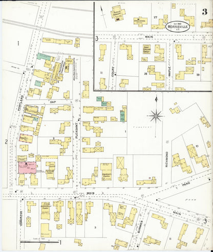 Sanborn Fire Insurance Map from Morrisville, Lamoille County, Vermont (1903), Sheet #0003 - Complete Map Set gallery image, historic Sanborn map, vintage wall art, Vermont Vermont