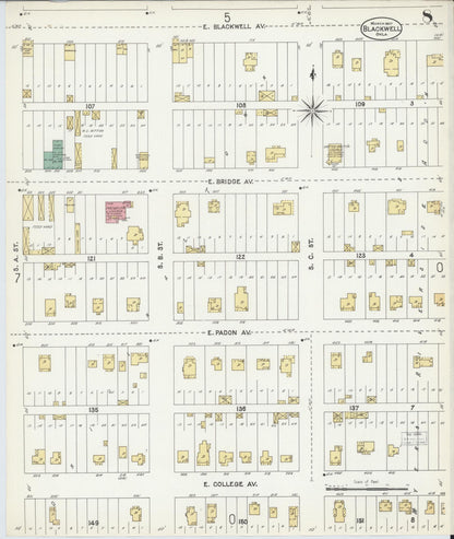 Sanborn Fire Insurance Map from Blackwell, Kay County, Oklahoma (1907), Sheet #0008 - Complete Map Set gallery image, historic Sanborn map, vintage wall art, Oklahoma Oklahoma